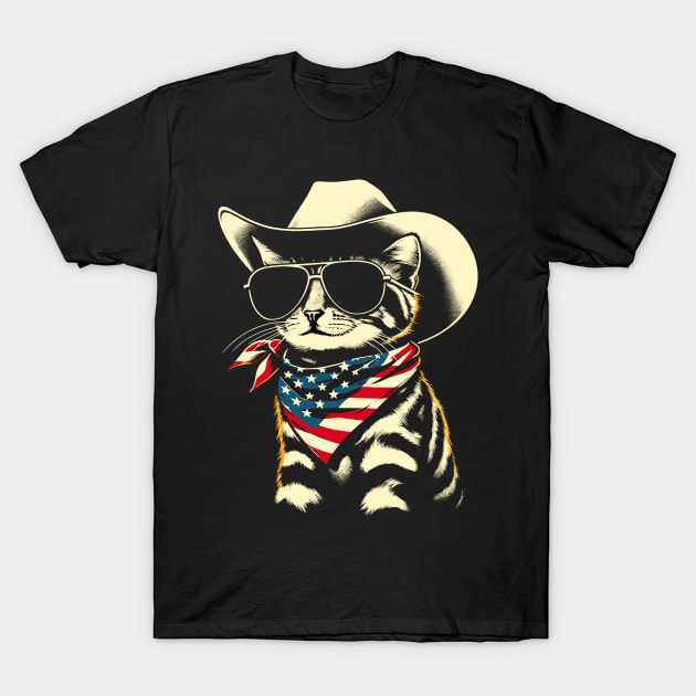 USA Flag Cat 4th of July Funny Patriotic T-Shirt by KsuAnn